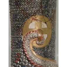 Gold solar cross with dotted background